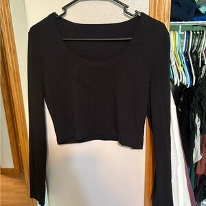 Black Long Sleeve Crop Top
